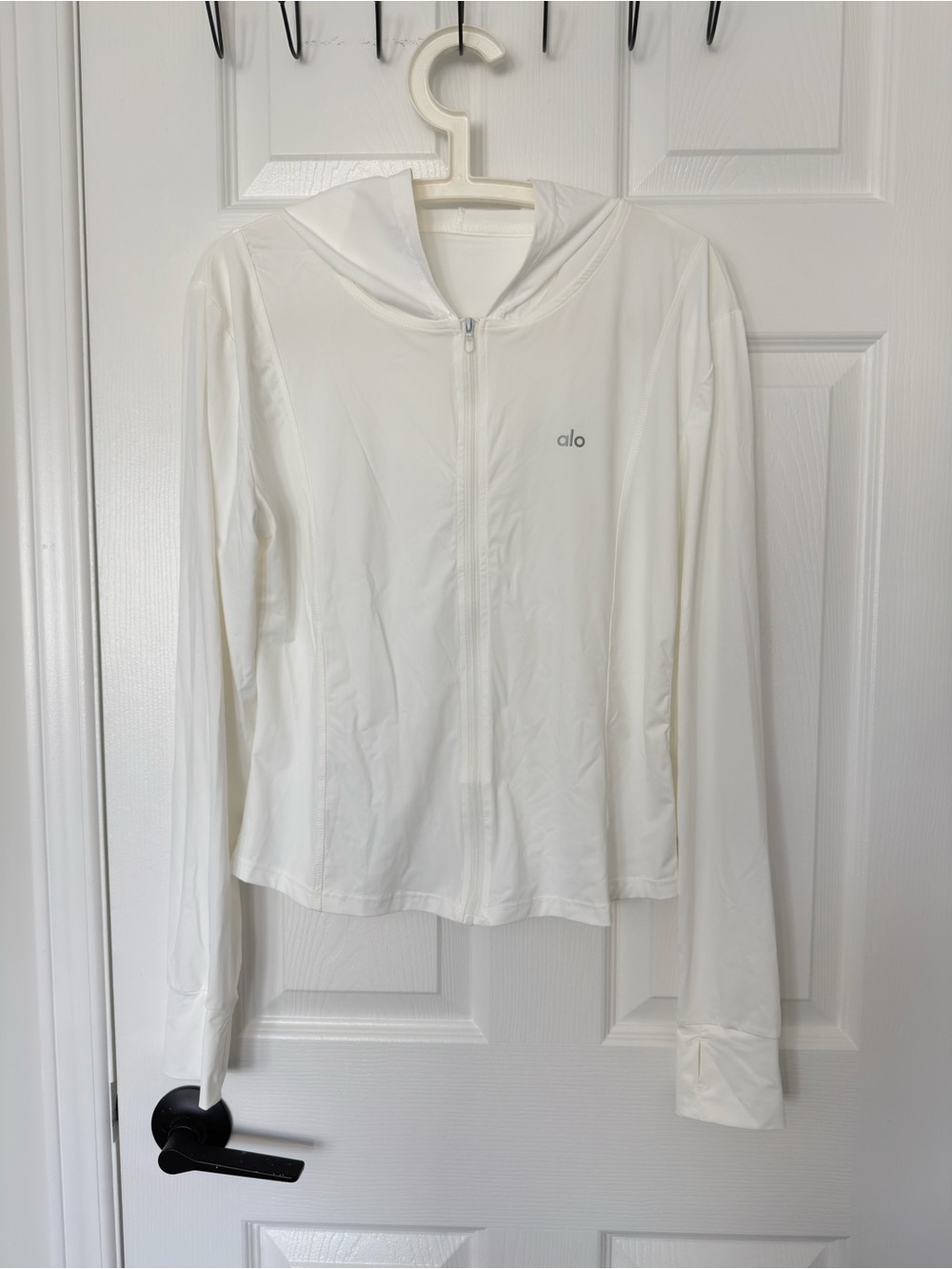 ALO Yoga White Lightweight Zip Hoodie(OEM)